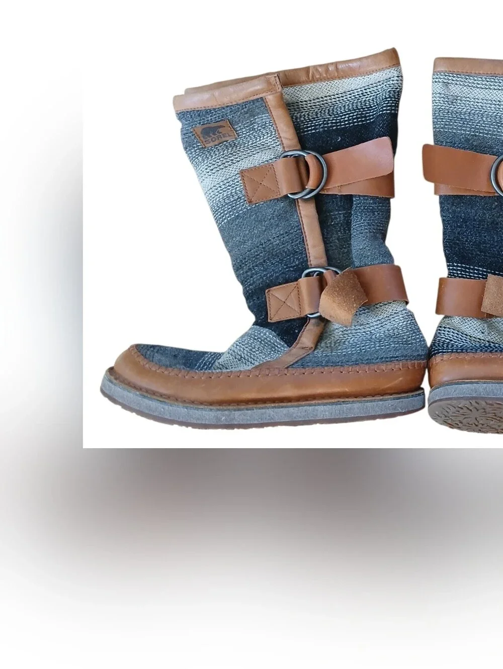 Sorel Chipahko Women's Boots 9 Combo Wool & Leather Knee-High Southwestern